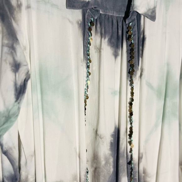 Soft Surroundings Womens Size L Boho Tie Die Sequin Accent Open Front Cardigan - Picture 2 of 4